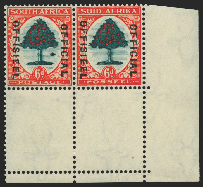 SOUTH AFRICA 1935-49 6d green and vermilion Official, variety, SGO24b