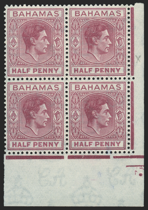 Bahamas 1938-52 ½d brown-purple Elongated "E", SG149e/ec
