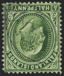 Falkland Islands 1904-12 ½d watermark inverted, SG43aw