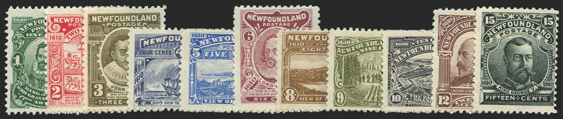 Newfoundland 1910 set of 11 to 15c, SG95/105