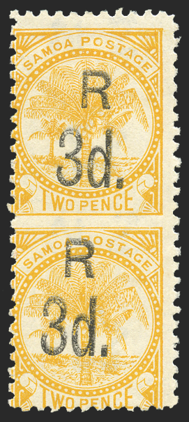 Samoa 1895-1900 3d on 2d orange-yellow error, SG79a