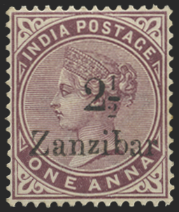 Zanzibar 1896 2½on 1a plum variety, SG23E
