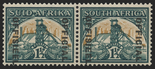 SOUTH AFRICA 1944-50 1½d blue-green and yellow-buff Official variety, SGO33a