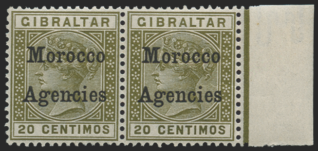 MOROCCO AGENCIES 1899 20c olive-green variety, SG11c