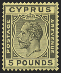 CYPRUS 1924-28 £5 black/yellow, SG117a