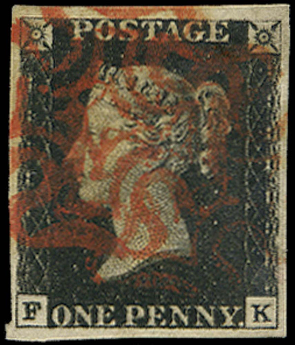 Great Britain 1840 1d intense black Plate 6, SG1