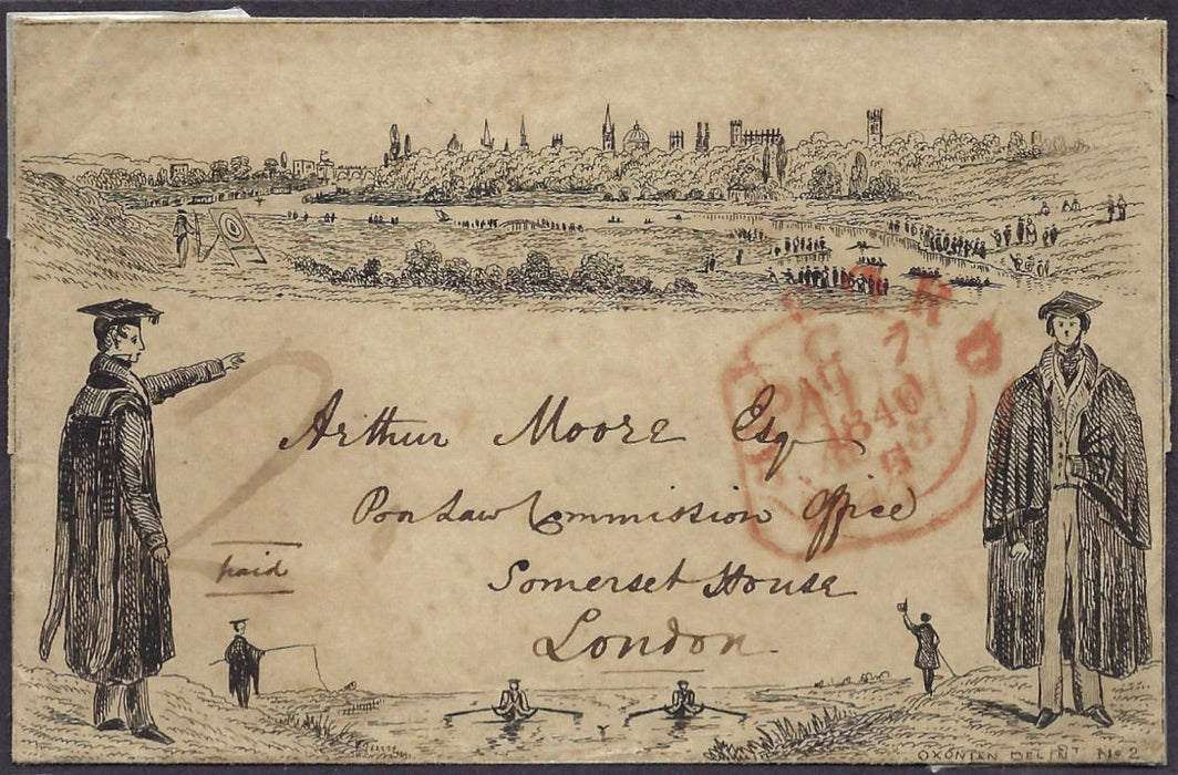 Great Britain 1840 Oxford No 2 'Boating' envelope.