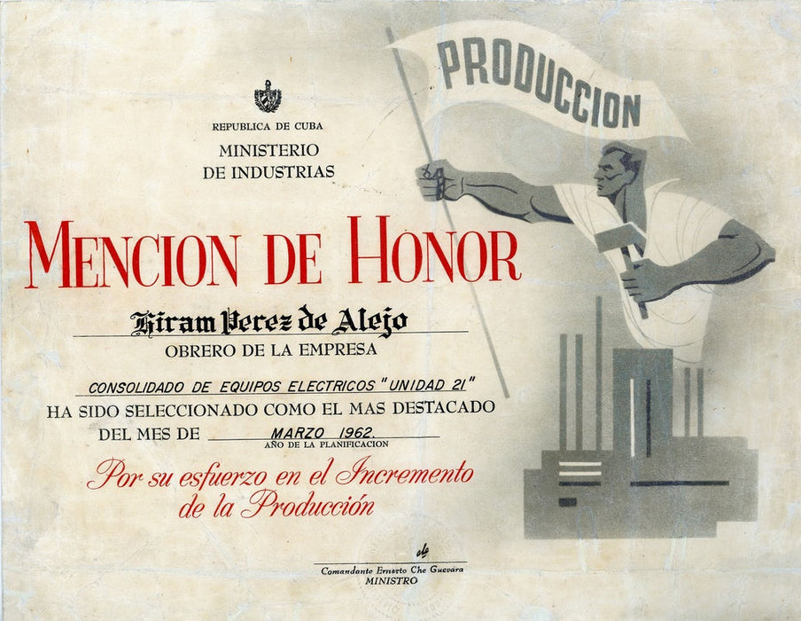 Che Guevara signed certificate