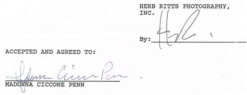 Madonna Autograph on Legal Document