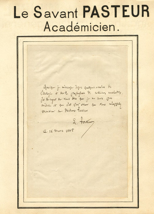 Louis Pasteur handwritten and signed letter