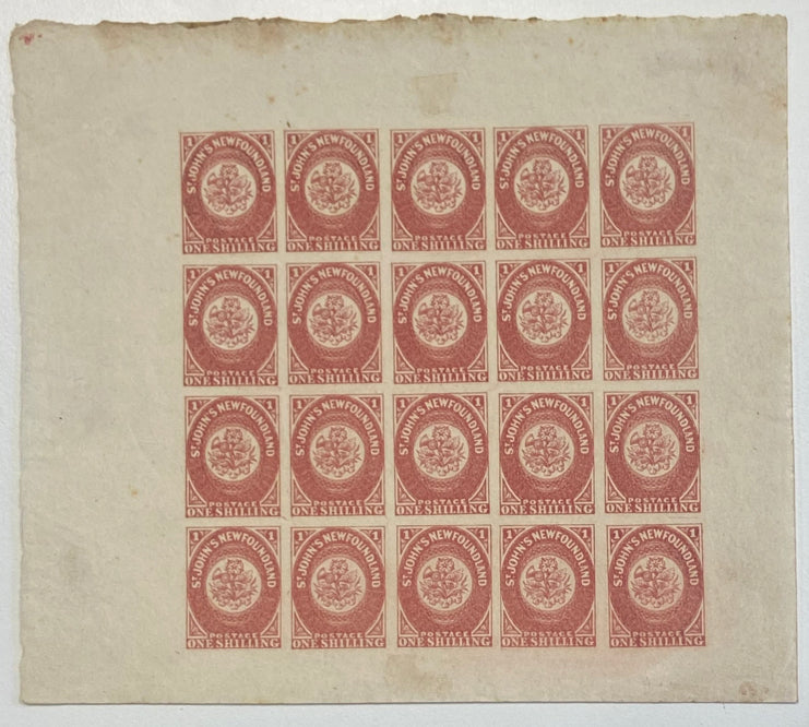 Newfoundland 1861-64 1s rose-lake on hand-made paper, SG23