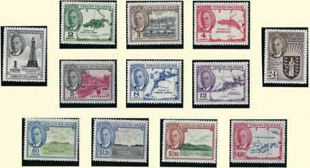Virgin Islands 1952 (15 Apr) set of 12, SG136/147.