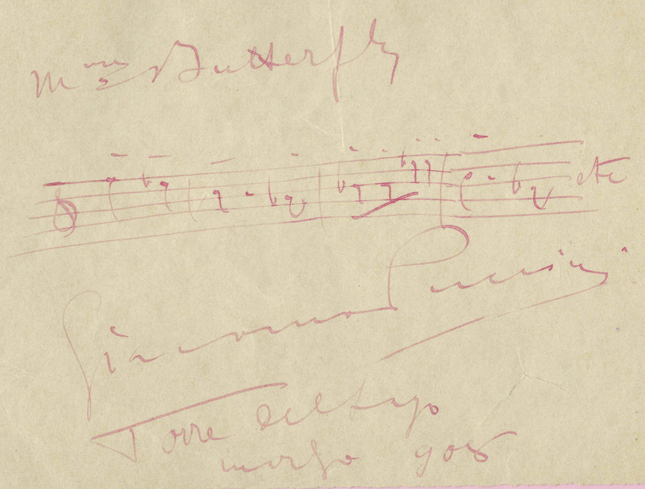 Puccini autographed music notation from Madam Butterfly