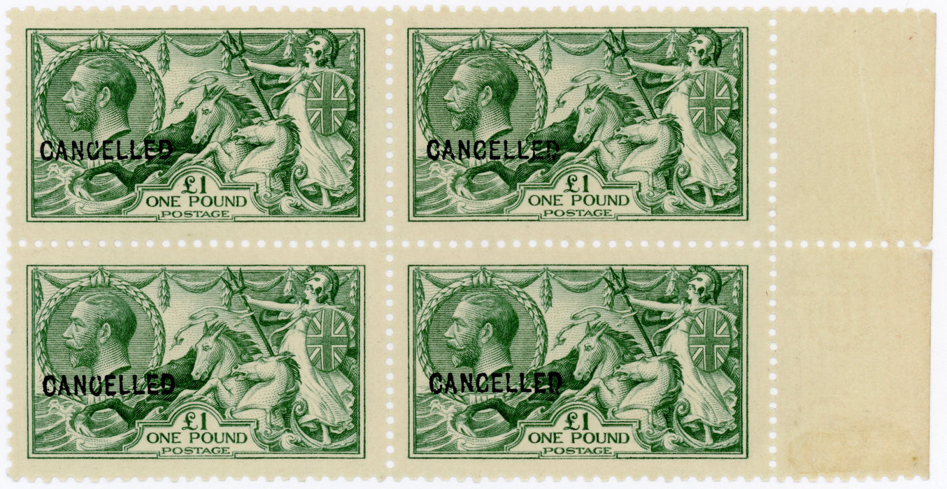 Great Britain 1913 £1 dull blue green "Seahorses", SG404