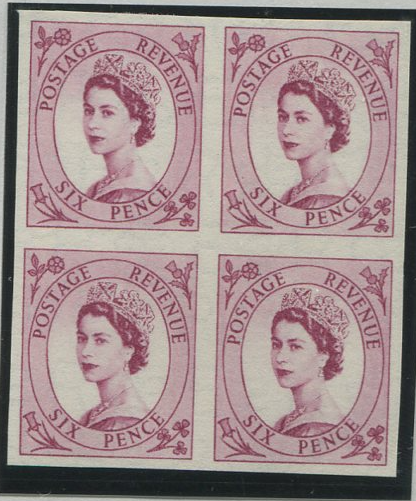 Great Britain 1955-58 6d Deep Claret "Wilding" (wmk St Edward's Crown). SG548avar