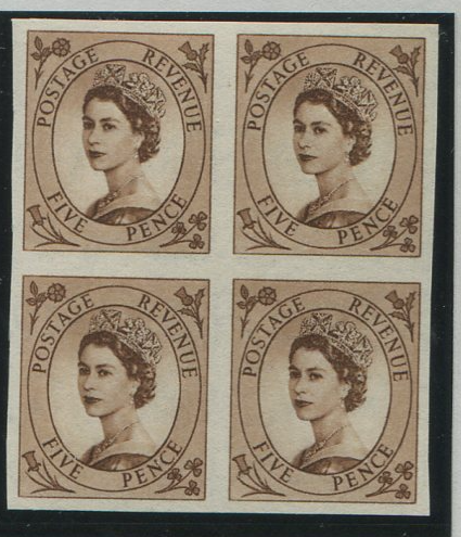 Great Britain 1955-58 5d Brown "Wilding" (wmk St Edward's Crown), SG547var