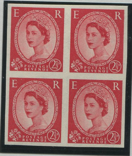 Great Britain 1955-58 21/2d Carmine Red "Wilding" (Type 1 wmk St Edward's Crown), SG544var