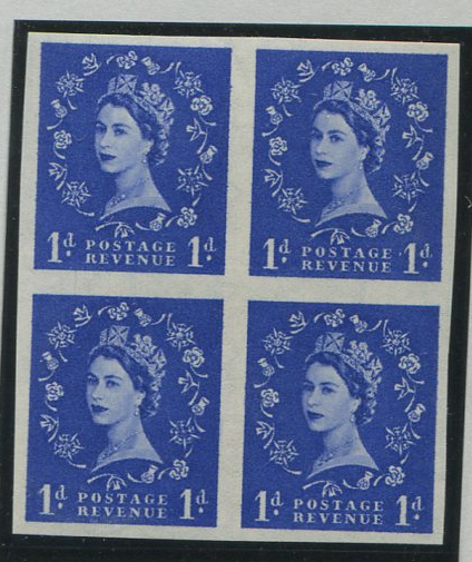 Great Britain 1955-58 1d Ultramarine "Wilding" (wmk St Edward's Crown), SG541var