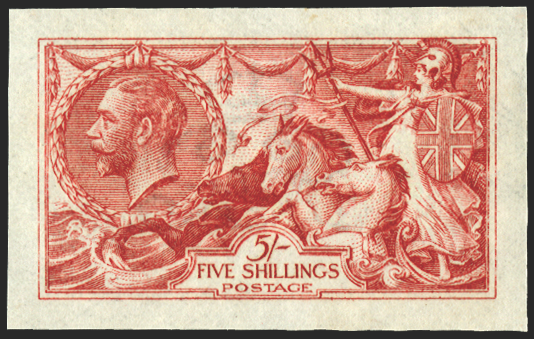 Great Britain 1915 5s Carmine "Seahorse" (De La Printing). SG410var
