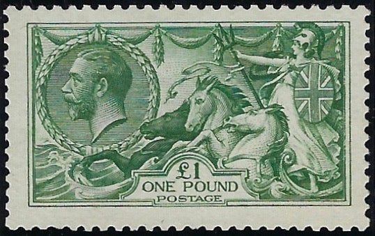 Great Britain 1913 £1 Green "Seahorses", SG403