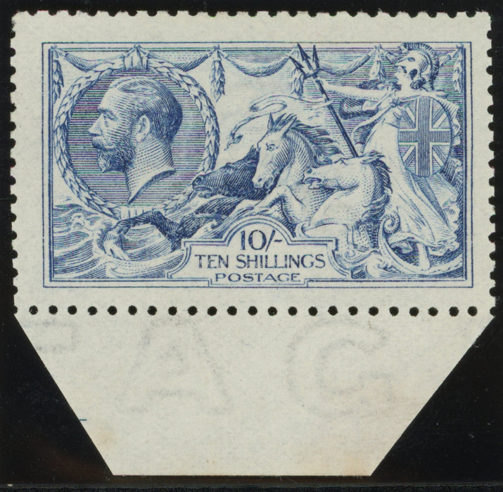 Great Britain 1915 10s deep blue (worn plate) "Seahorses", SG411var