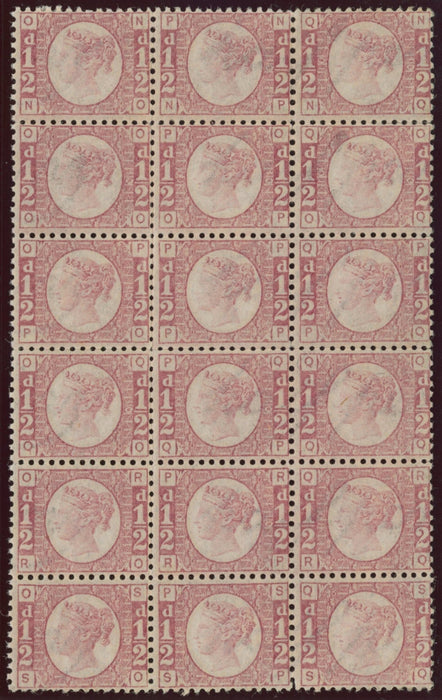 Great Britain 1870 ½d rose red Plate 10, SG48