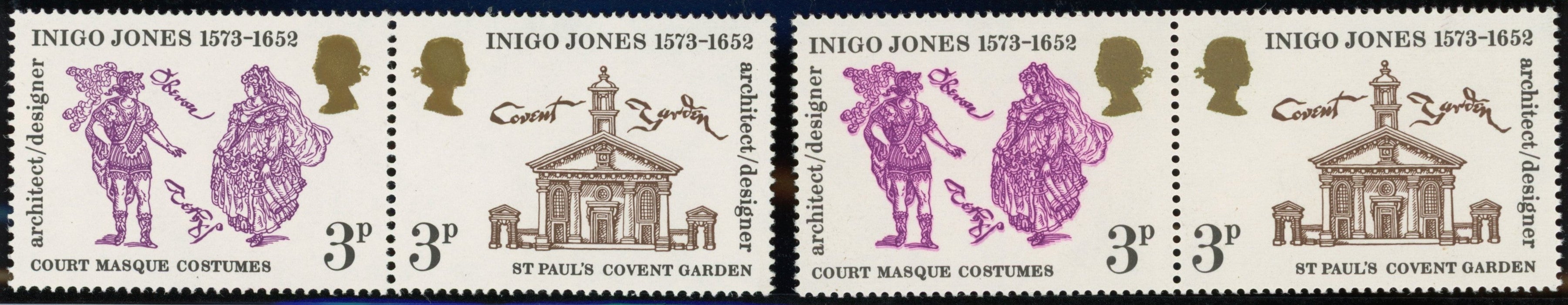 Great Britain 1973 3p Inigo Jones variety, SG935Eac