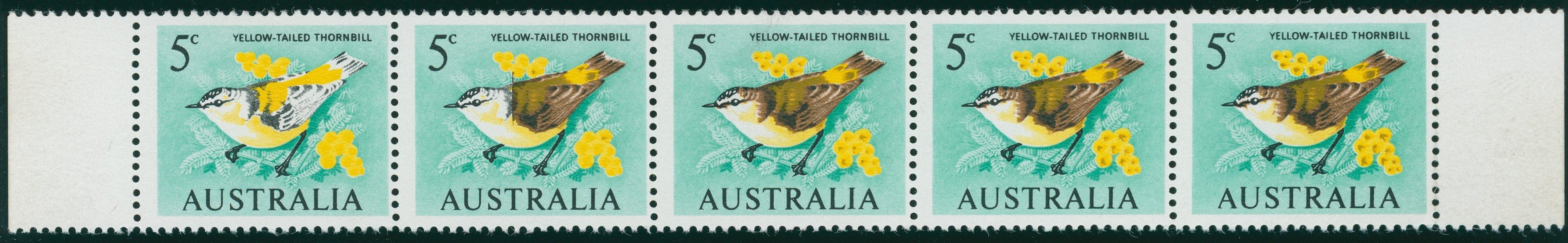 Australia 1966-73 Decimal currency 5c 'Yellow-tailed Thornbill', SG386/a