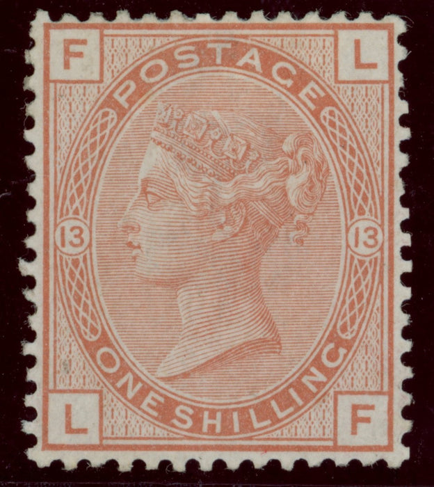Great Britain 1880 1s orange-brown Plate 13, (Watermark Spray), SG151