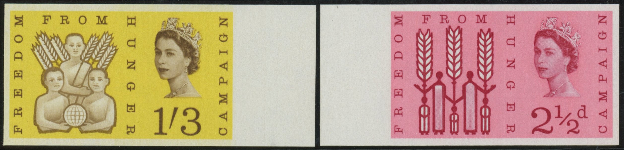 Great Britain 1963 2½d-1s3d Freedom from Hunger (Ordinary) imprimaturs, SG634/5var
