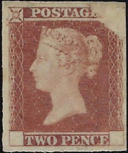 Great Britain 1841 2d Red Brown on "Dickison" Silk thread paper. SGDP44