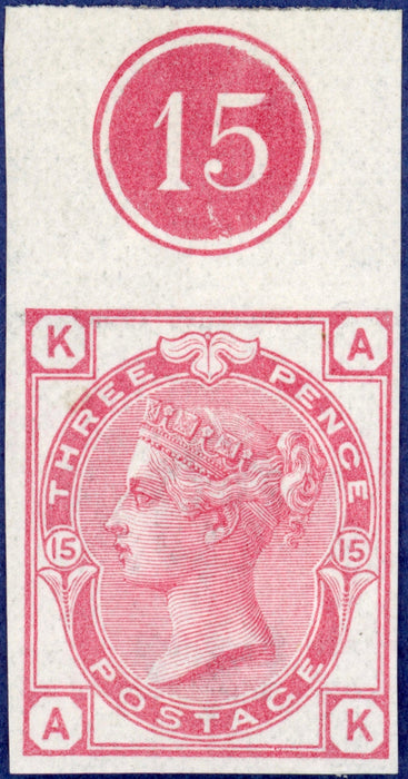 Great Britain 1874 3d rose Plate 15 imprimatur, SG143var