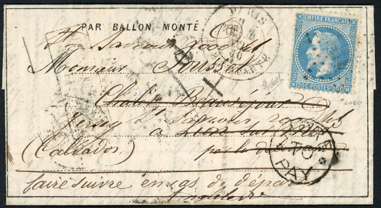 France 1870 Twenty-fifth Balloon of the Siege lettersheet