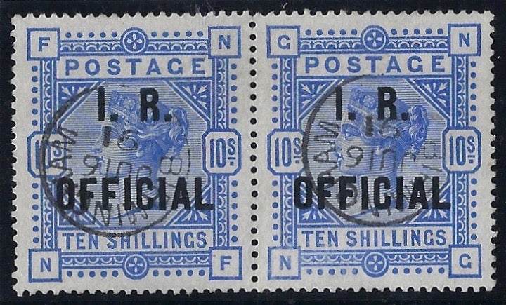Great Britain 1890 10s Ultramarine (I.R. Official). SGO10b