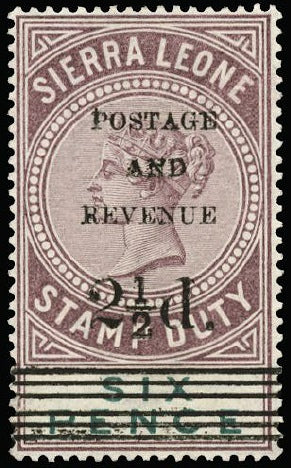 Sierra Leone 1897 2½d on 6d dull purple and green SG61