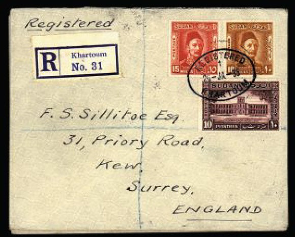 Sudan 1935 group of three registered covers from Khartoum to England SG59/66