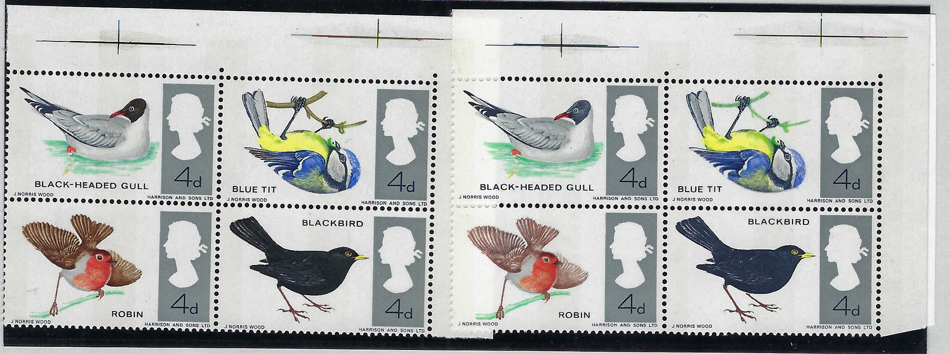 Great Britain 1966 4d British Birds (Phosphor) error, SG696/9ph