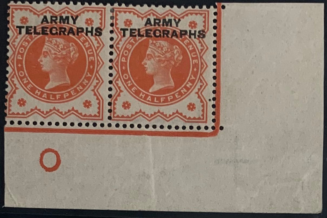 Great Britain 1887 ½d vermillion (Army Telegraphs), SG197var
