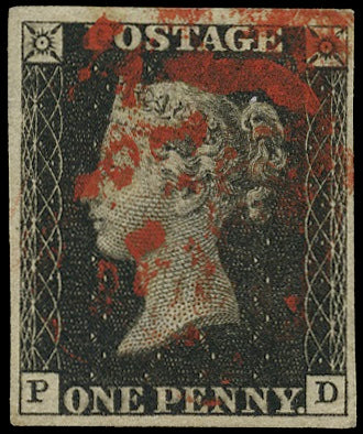 Great Britain 1840 1d black, plate 8, SG2