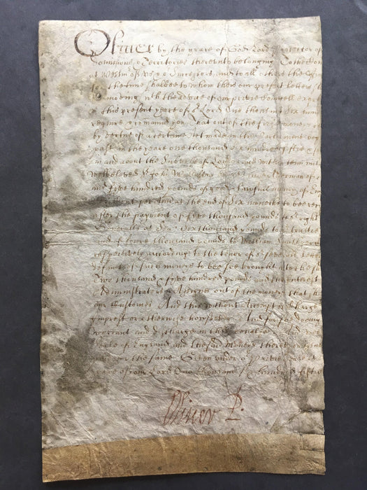 Oliver Cromwell signed document