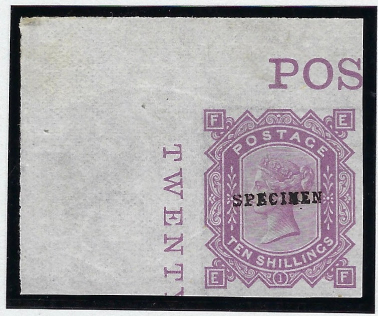 Great Britain 1878 10s colour trial plate 1, SG128var.