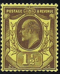 Great Britain 1909 1½d colour trial, SG221var