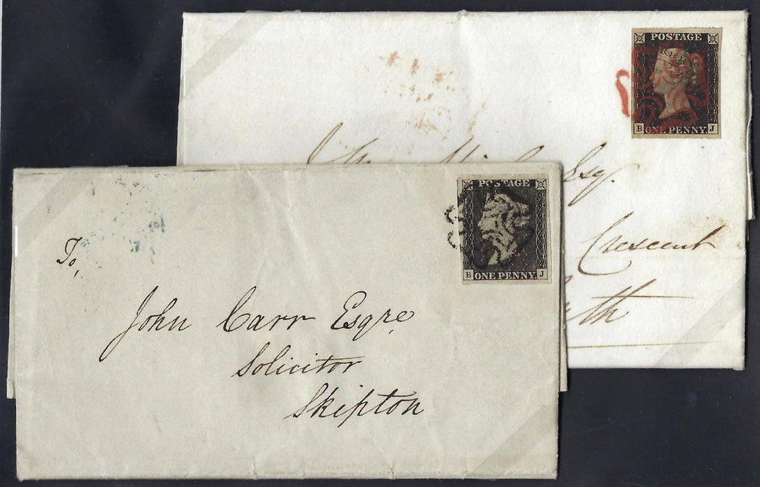 Great Britain 1840 1d Intense black & 1d Grey black P1.2, SG1,3
