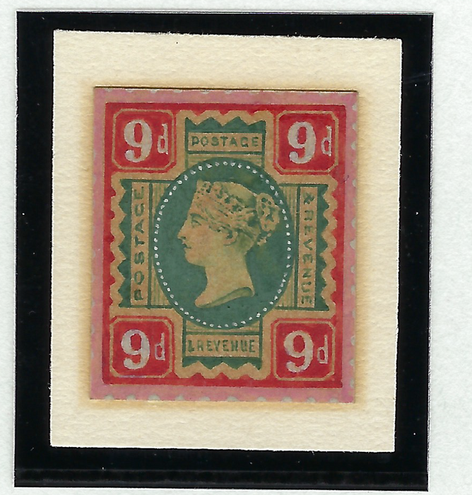 Great Britain 1884(Dec 9) 9d "Jubilee" hand painted essay, SG209var