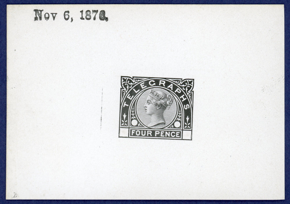 Great Britain 1876 4d Telegraphs die proof, SGT5VAR