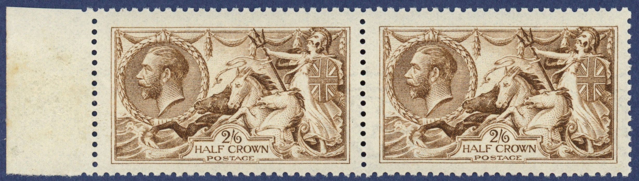 Great Britain 1915 2s6d yellow brown "Seahorses" (Watermarked Reversed), SG406wj