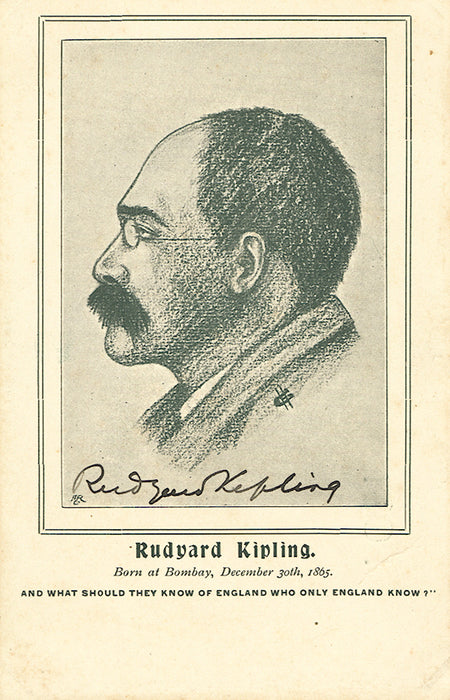Rudyard Kipling signed postcard