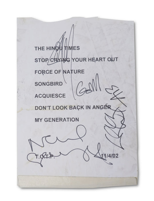 Oasis autographs on set list