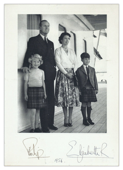 Queen Elizabeth II & Prince Philip signed 1956 Royal Christmas card