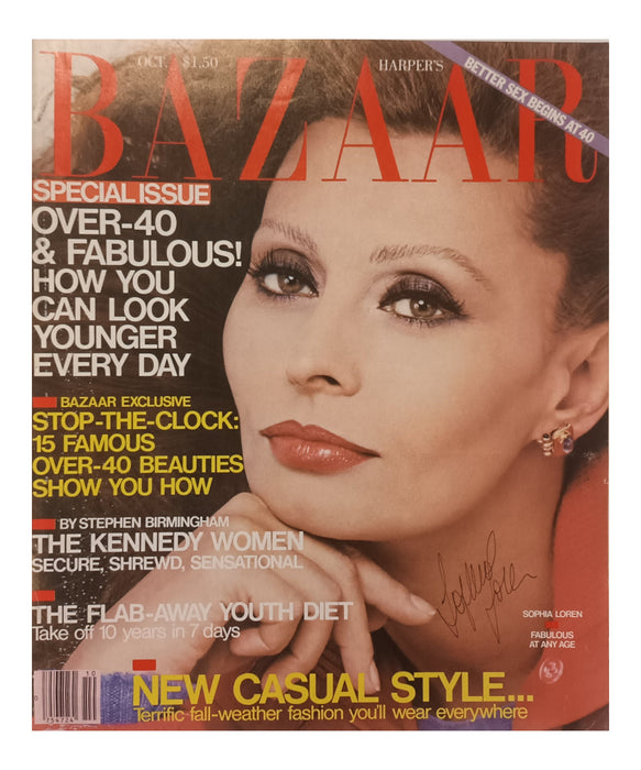 Sophia Loren signed magazine cover